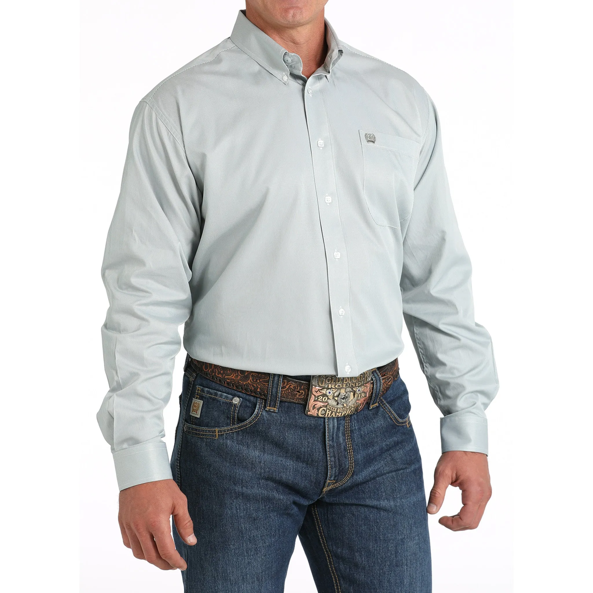 Cinch Men's Green and White Striped Shirt sold by Western Edge product image thumbnail 2
