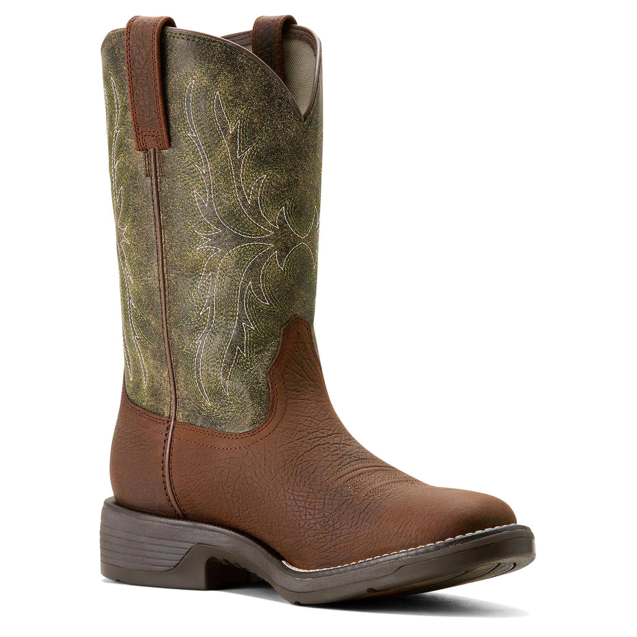 Ariat Men's Ridgeback Round Toe Brown and Green Cowboy Boots sold by Western Edge product image thumbnail 5