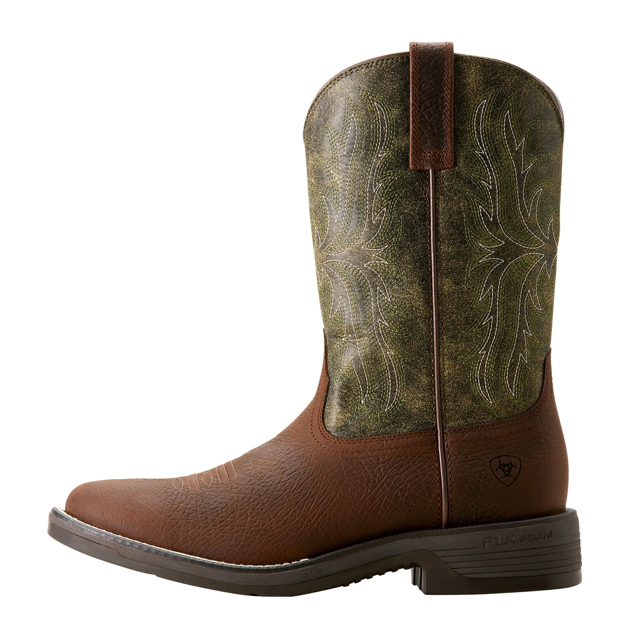 Ariat Men's Ridgeback Round Toe Brown and Green Cowboy Boots sold by Western Edge product image thumbnail 3