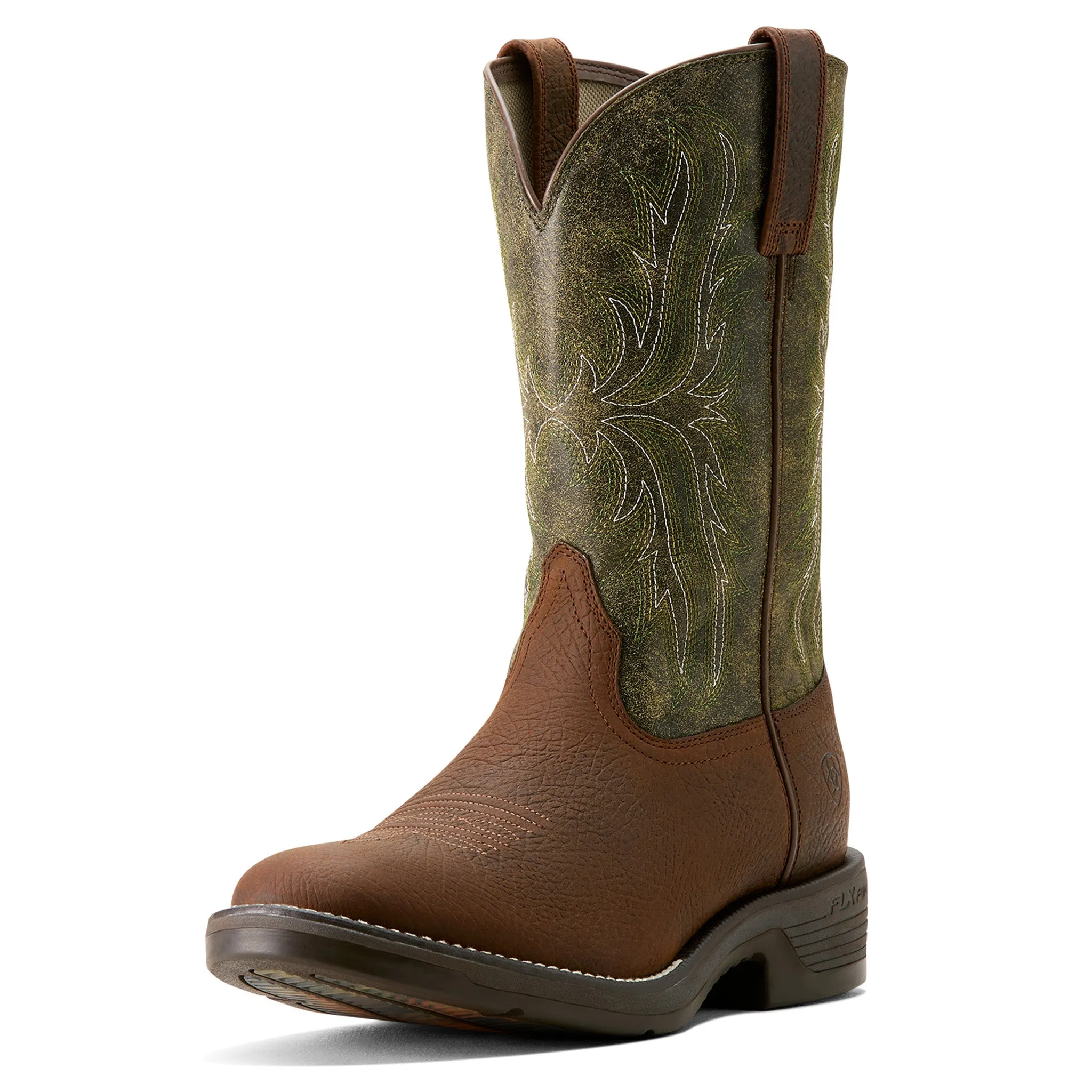 Ariat Men's Ridgeback Round Toe Brown and Green Cowboy Boots sold by Western Edge product image thumbnail 4
