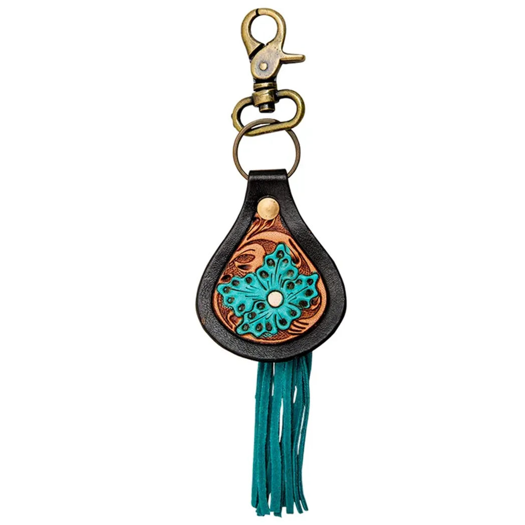 Myra Turquoise Floral Tooled Leather Key Fob sold by Western Edge product image thumbnail 2