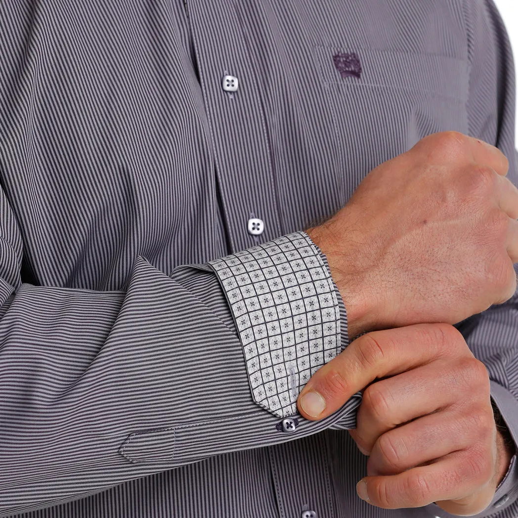 Cinch Men's Purple Microstripe Button Down Long Sleeve sold by Western Edge product image thumbnail 3