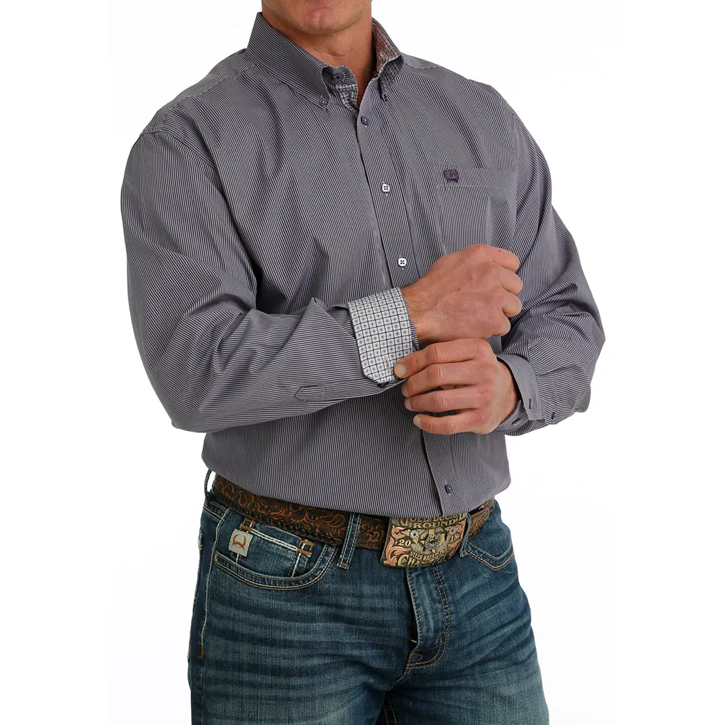 Cinch Men's Purple Microstripe Button Down Long Sleeve sold by Western Edge