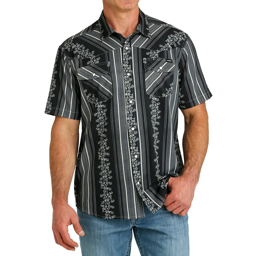 Cinch Men's Vintage Wallpaper Stripe Western Camp Short Sleeve sold by Western Edge product image thumbnail 3