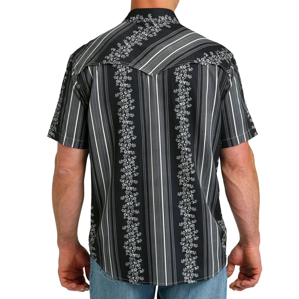 Cinch Men's Vintage Wallpaper Stripe Western Camp Short Sleeve sold by Western Edge product image thumbnail 4