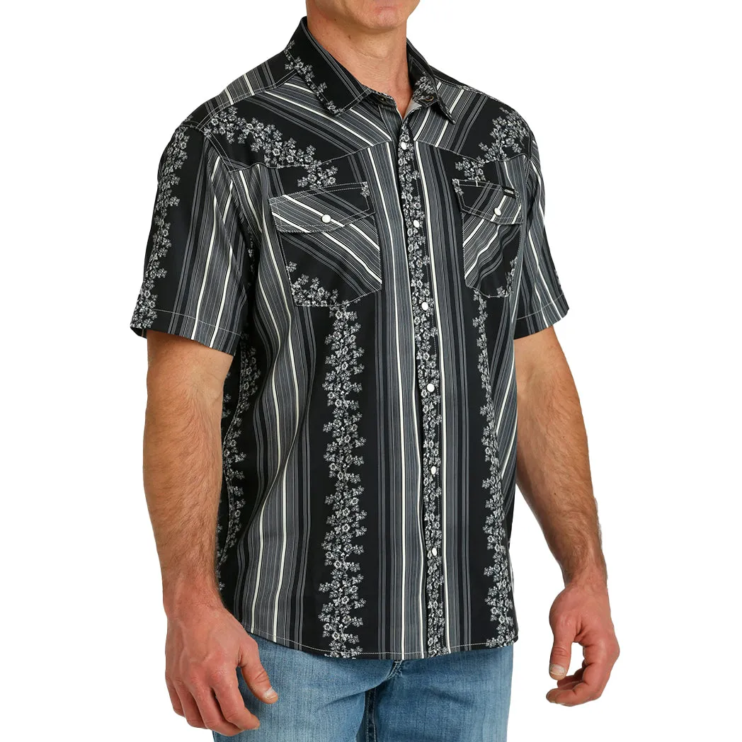 Cinch Men's Vintage Wallpaper Stripe Western Camp Short Sleeve sold by Western Edge product image thumbnail 2