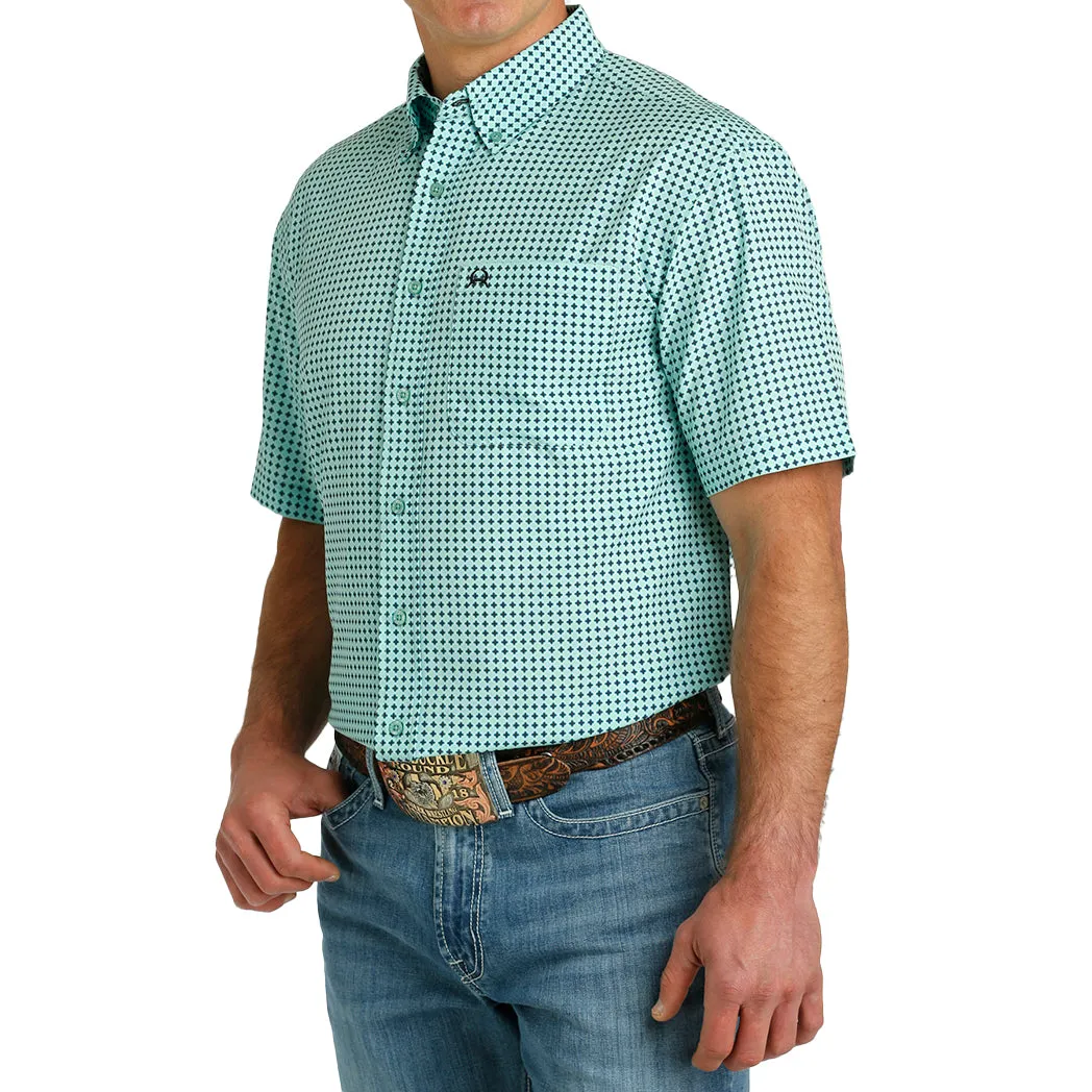 Cinch Men's Turquoise Print Arena Flex Short Sleeve sold by Western Edge
