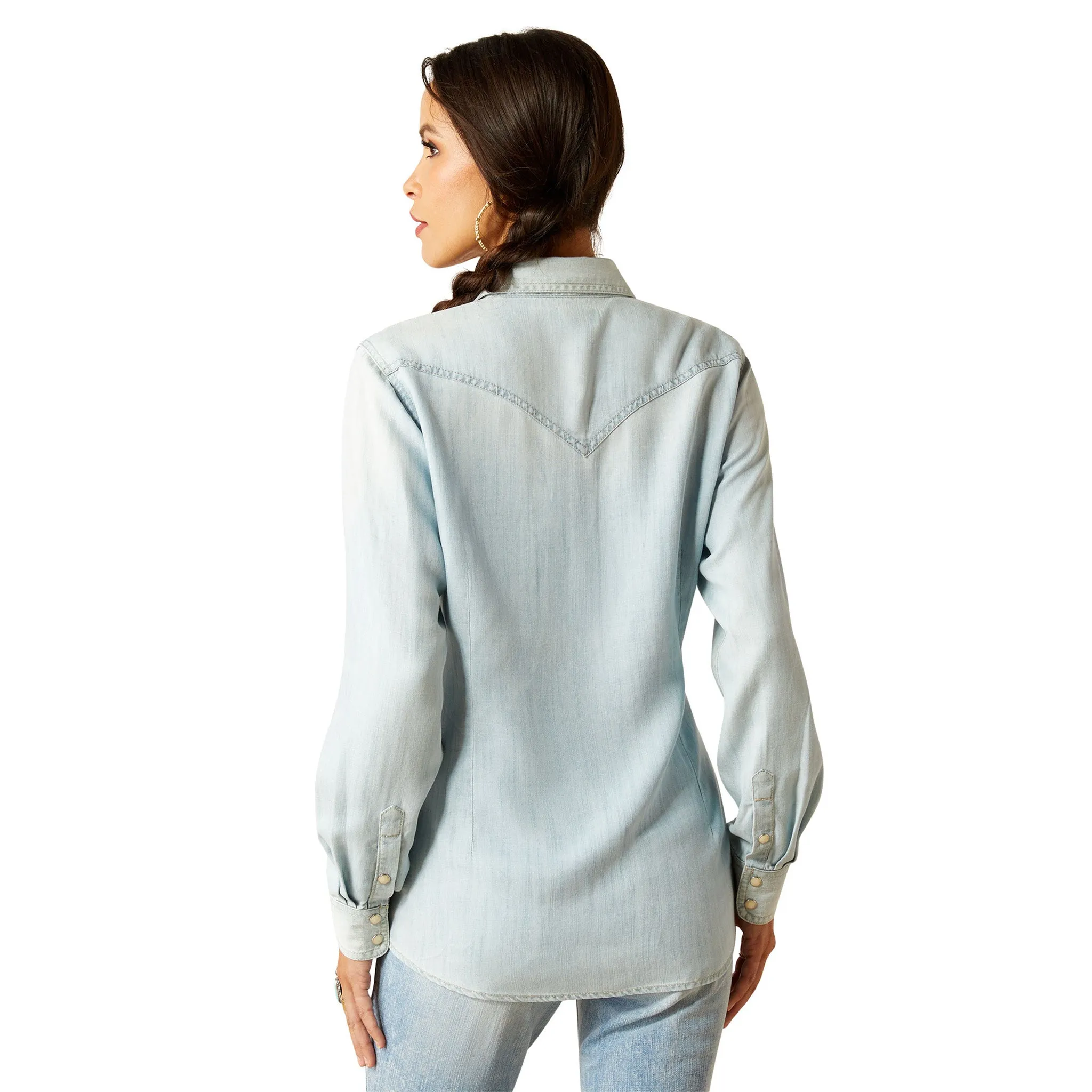 Ariat Women's Bleached Chambray Denim Long Sleeve sold by Western Edge product image thumbnail 3