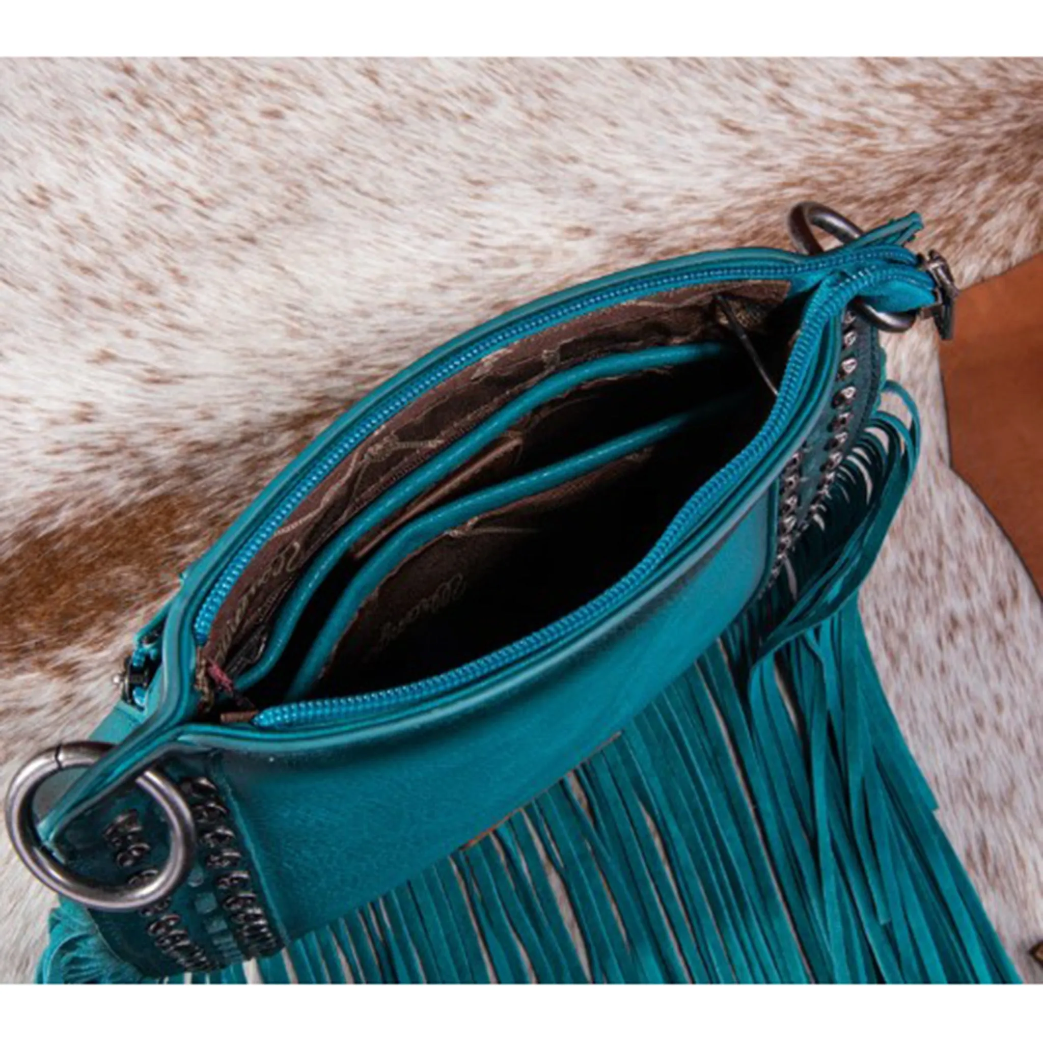 Wrangler Turquoise Rivet Fringe Purse-Conceal Carry sold by Western Edge product image thumbnail 3