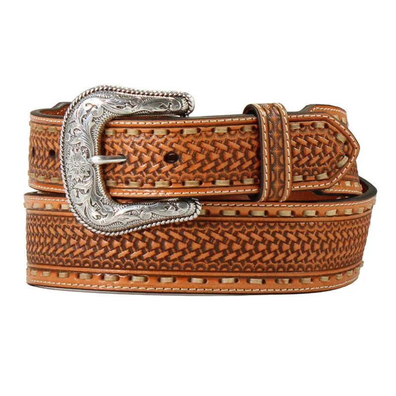 Nocona Men's Brown Basket Weave Belt made by Nocona