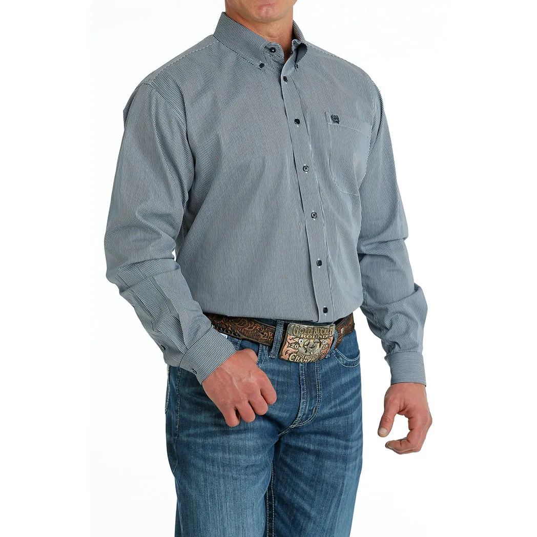 Cinch Men's Light Blue Micro Striped Long Sleeve sold by Western Edge product image thumbnail 3