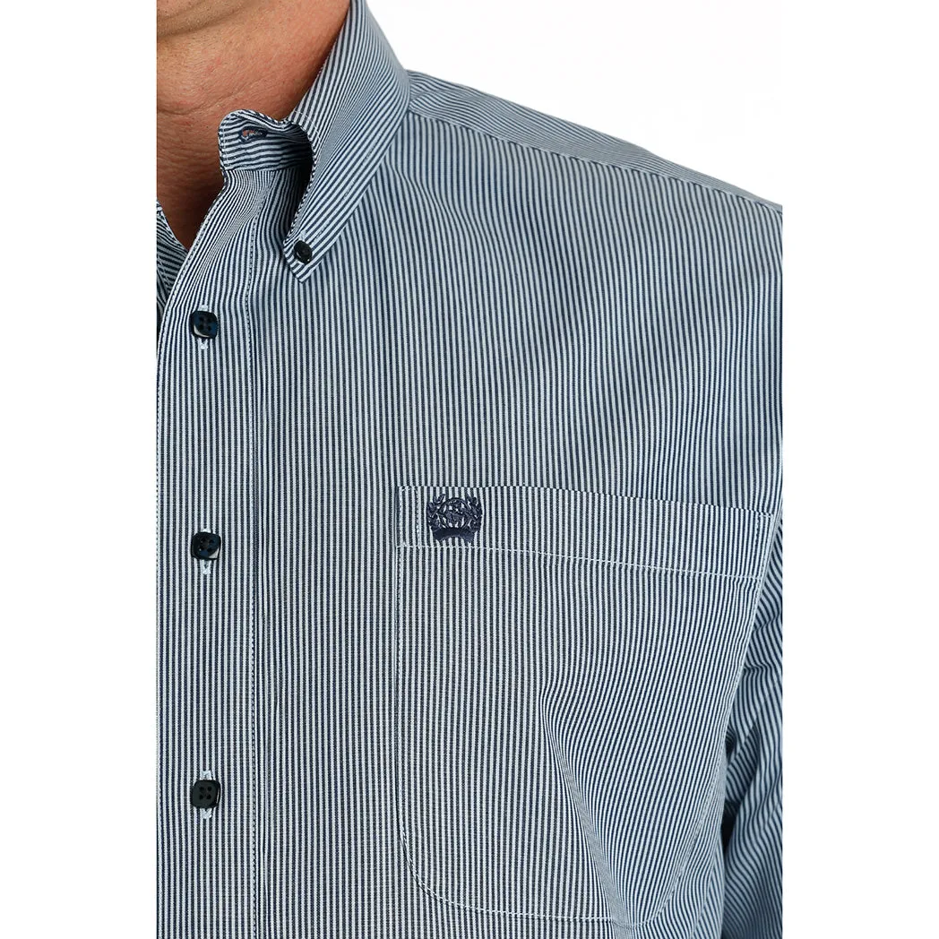 Cinch Men's Light Blue Micro Striped Long Sleeve sold by Western Edge product image thumbnail 4