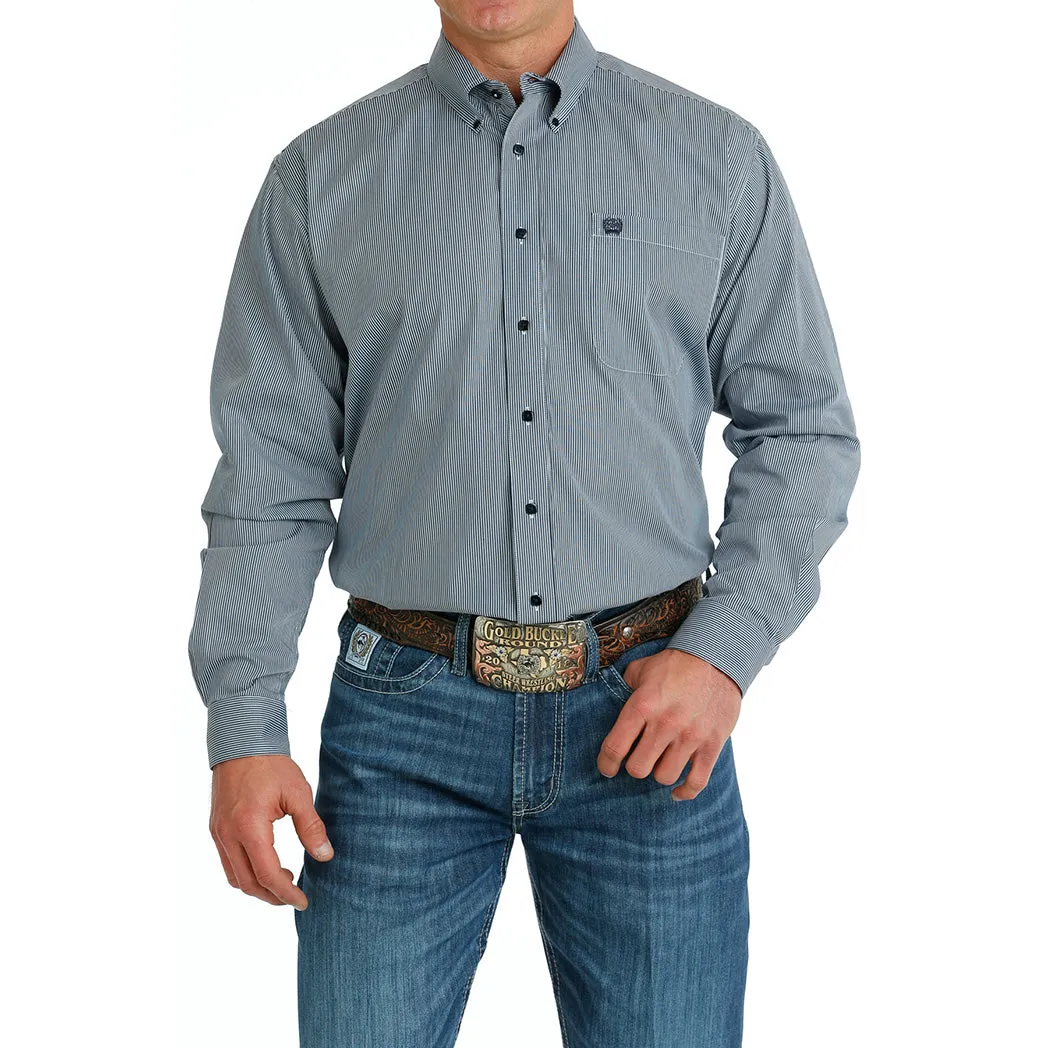 Cinch Men's Light Blue Micro Striped Long Sleeve sold by Western Edge
