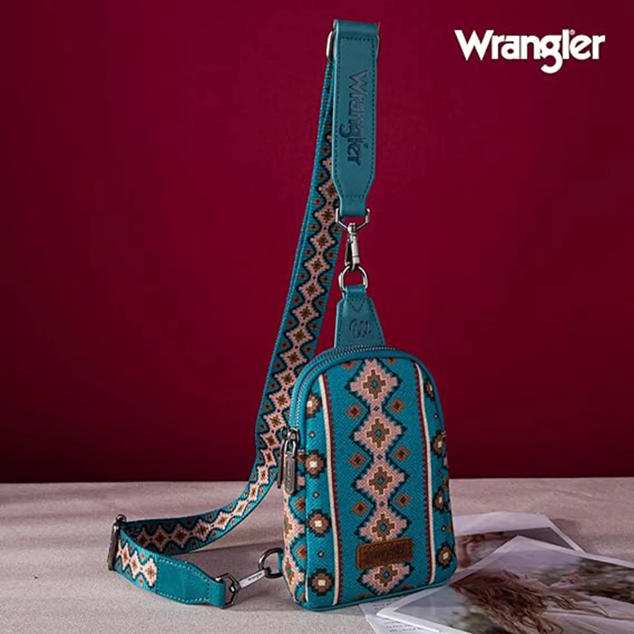 Wrangler Turquoise Aztec Crossbody sold by Western Edge