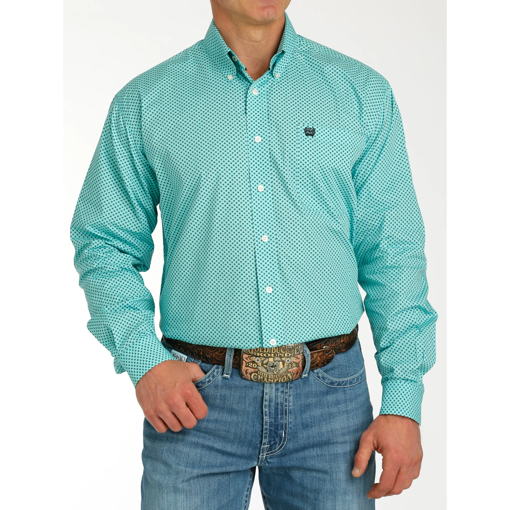 Cinch Men's Blue Printed Long Sleeve Shirt sold by Western Edge