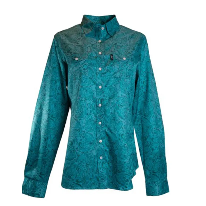 Hooey Women's Teal Floral Sol Competition Shirt made by Western Edge