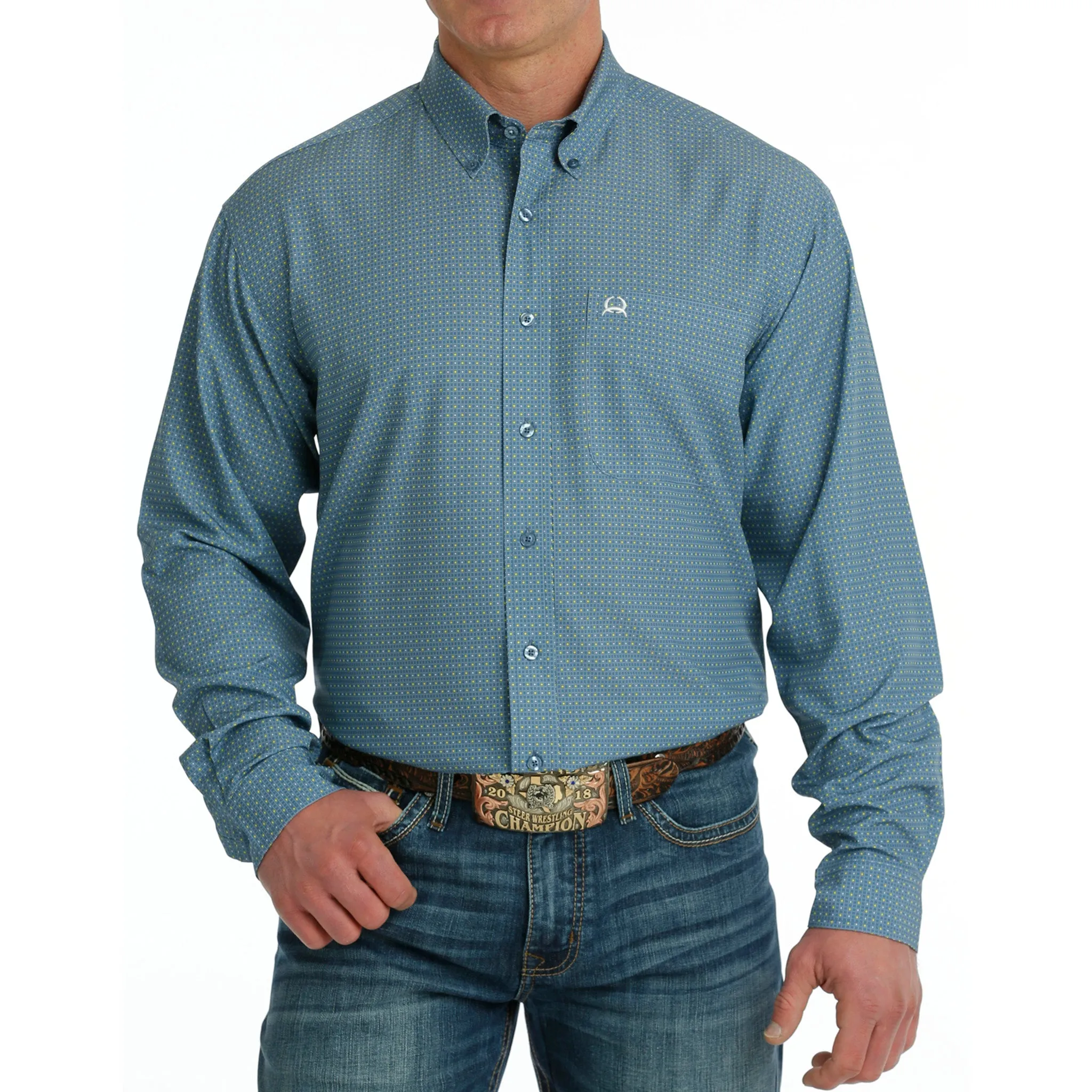 Cinch Men's Arena Flex Blue Long Sleeve sold by Western Edge