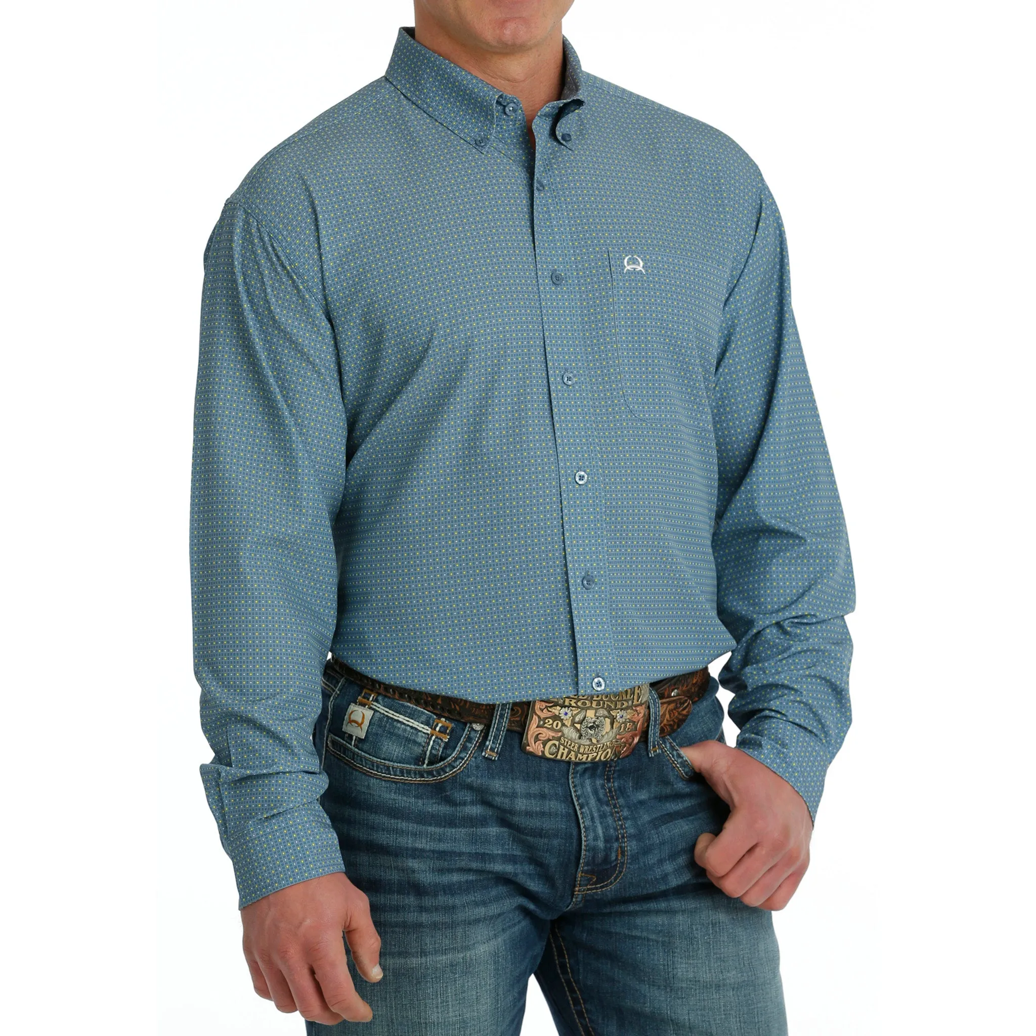 Cinch Men's Arena Flex Blue Long Sleeve sold by Western Edge product image thumbnail 3