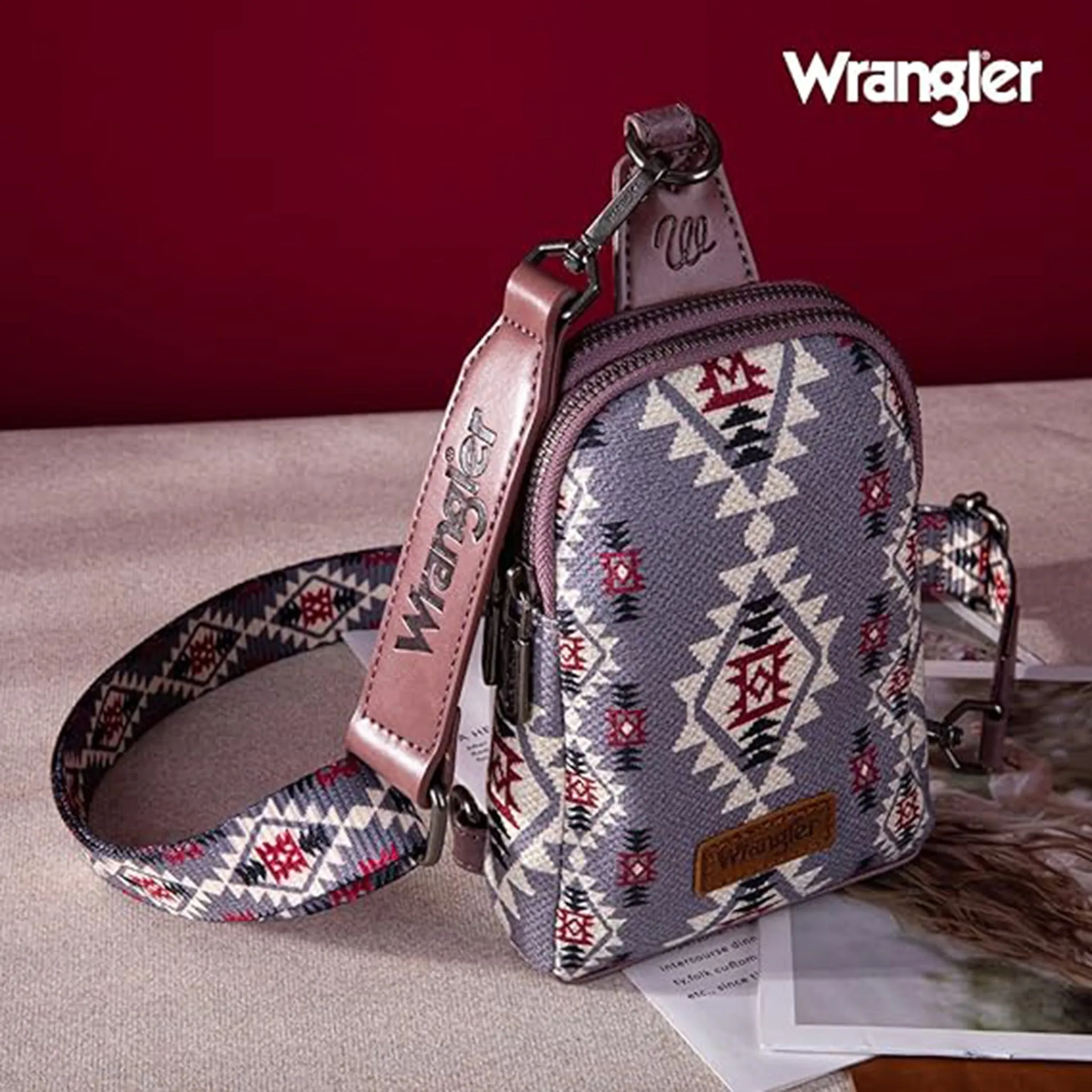 Wrangler Lavender Aztec Crossbody Purse sold by Western Edge
