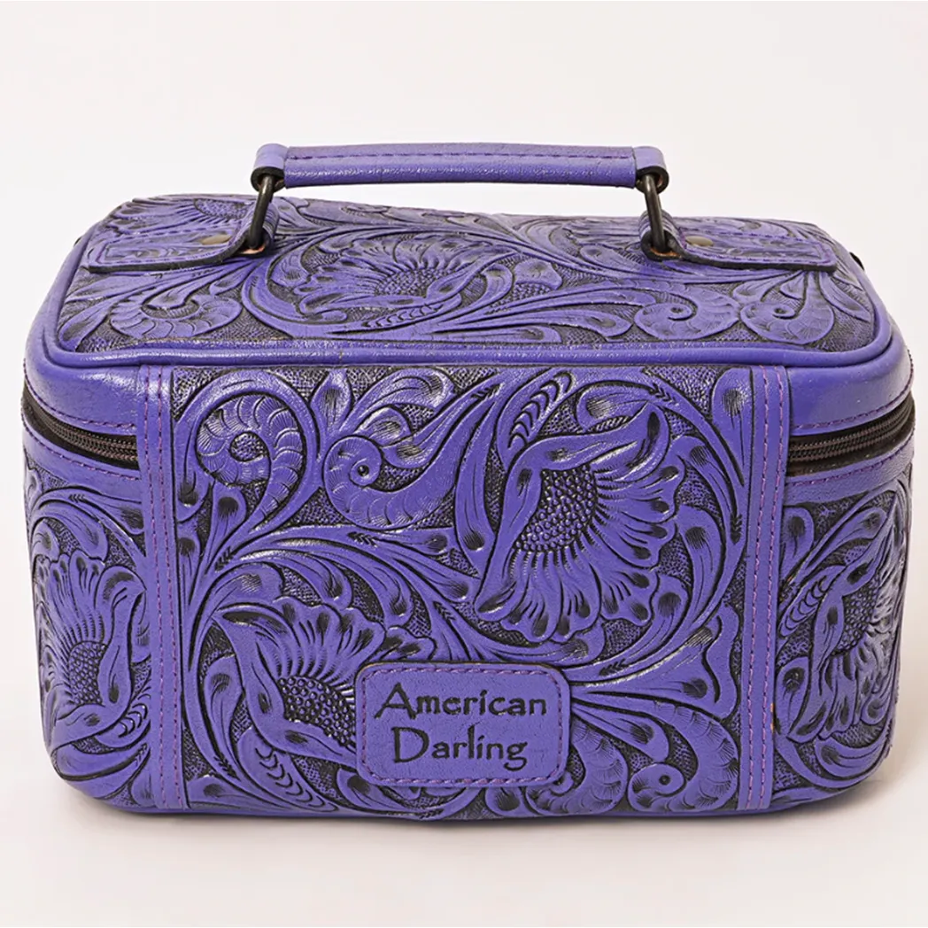 American Darling Purple Tooled Leather Make-Up Tote sold by Western Edge product image thumbnail 3
