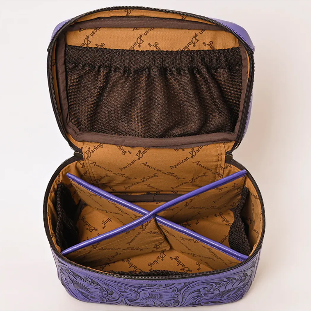 American Darling Purple Tooled Leather Make-Up Tote sold by Western Edge product image thumbnail 2