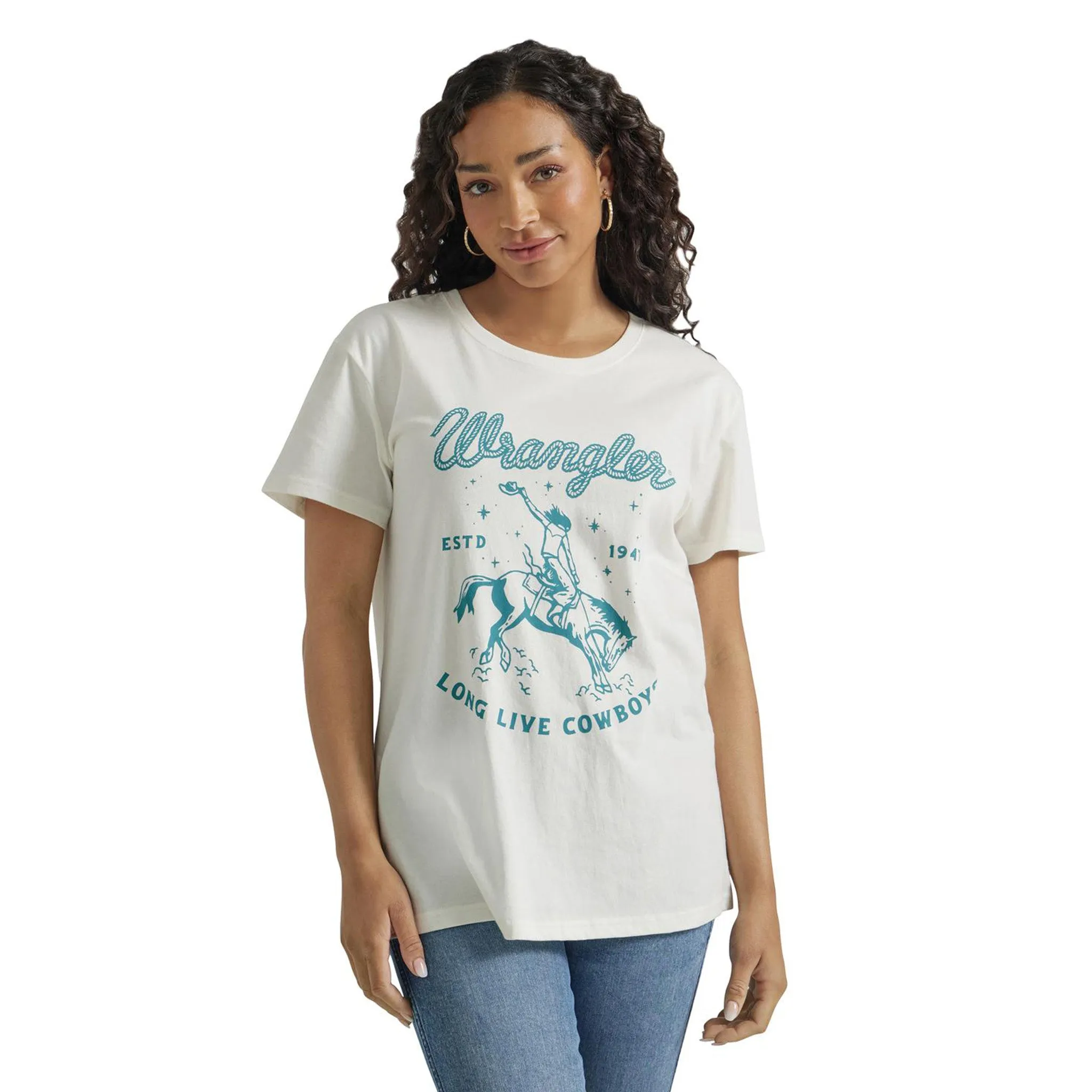 Wrangler Women's White & Teal Tee sold by Western Edge