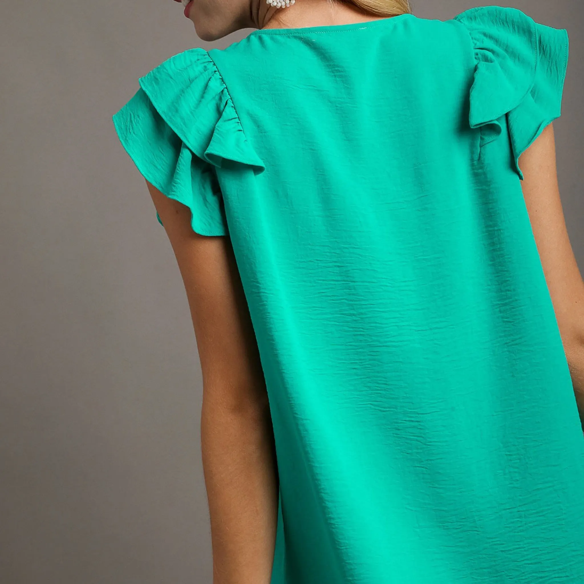 Umgee USA Women's Solid Ruffle Short Sleeve sold by Western Edge product image thumbnail 2