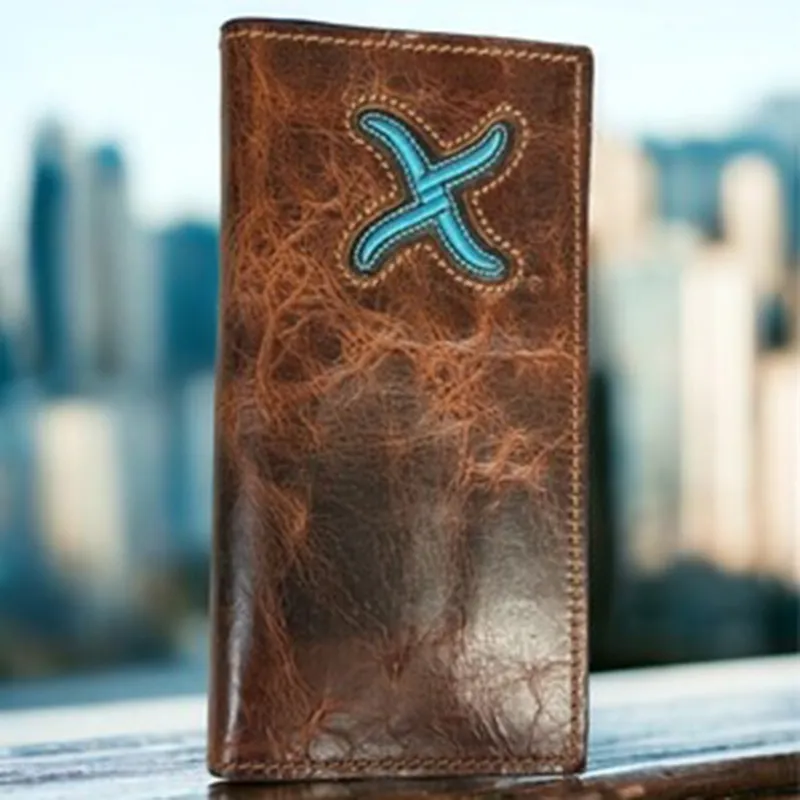 Twisted X Distressed Brown/Turquoise Rodeo Wallet/Checkbook made by Twisted X