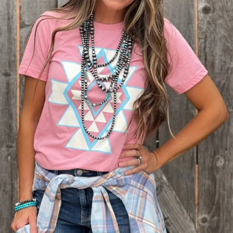 Texas True Threads Women's Ginger Aztec Tee made by Western Edge