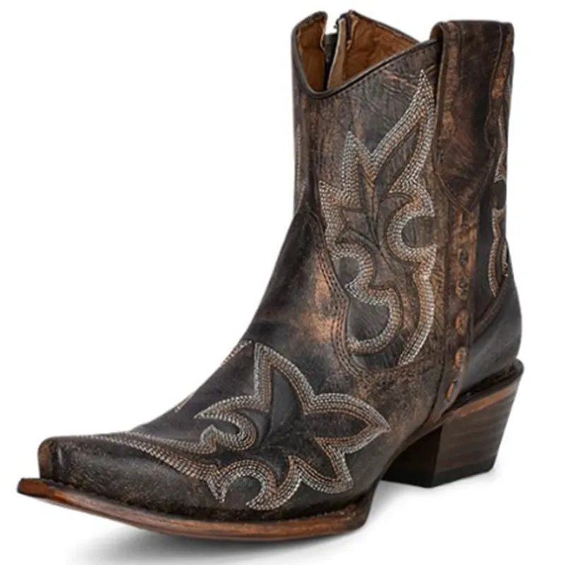 Circle G Women's Black/Brown Zip Bootie made by Circle G