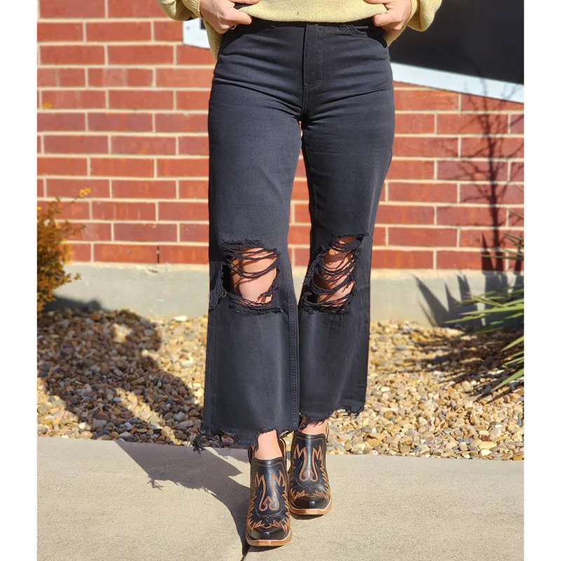 Vervet Black 90's Distressed Crop Jeans sold by Western Edge