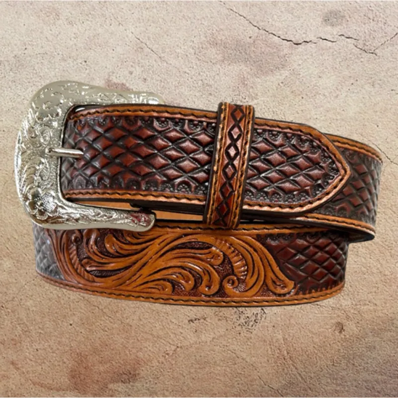 Ranger Men's Diamond Pattern Belt made by Western Edge