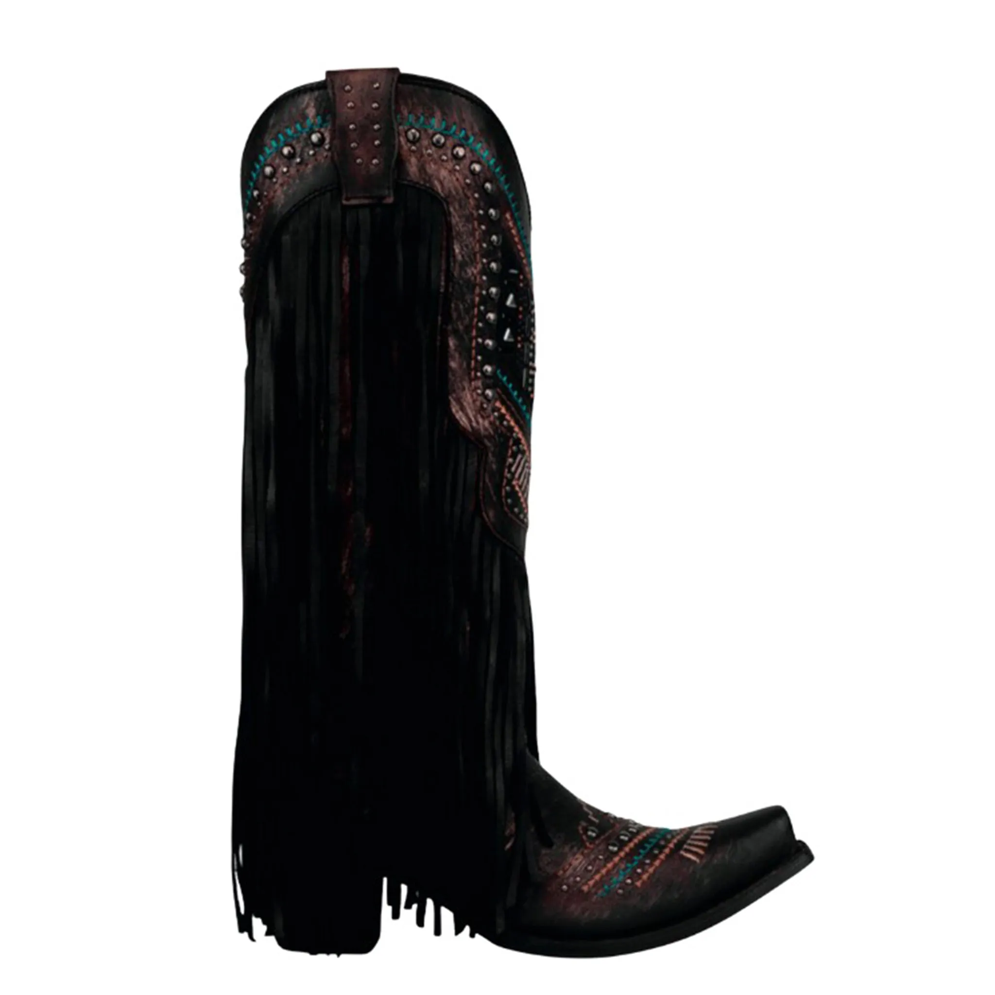 Corral Women's Black Embroidery Crystal Fringe Boots sold by Western Edge product image thumbnail 2