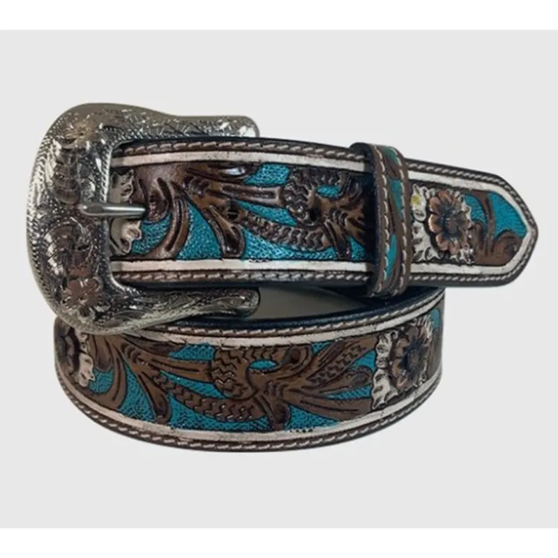 Roper Women's Brown Floral Tooled Belt sold by Western Edge