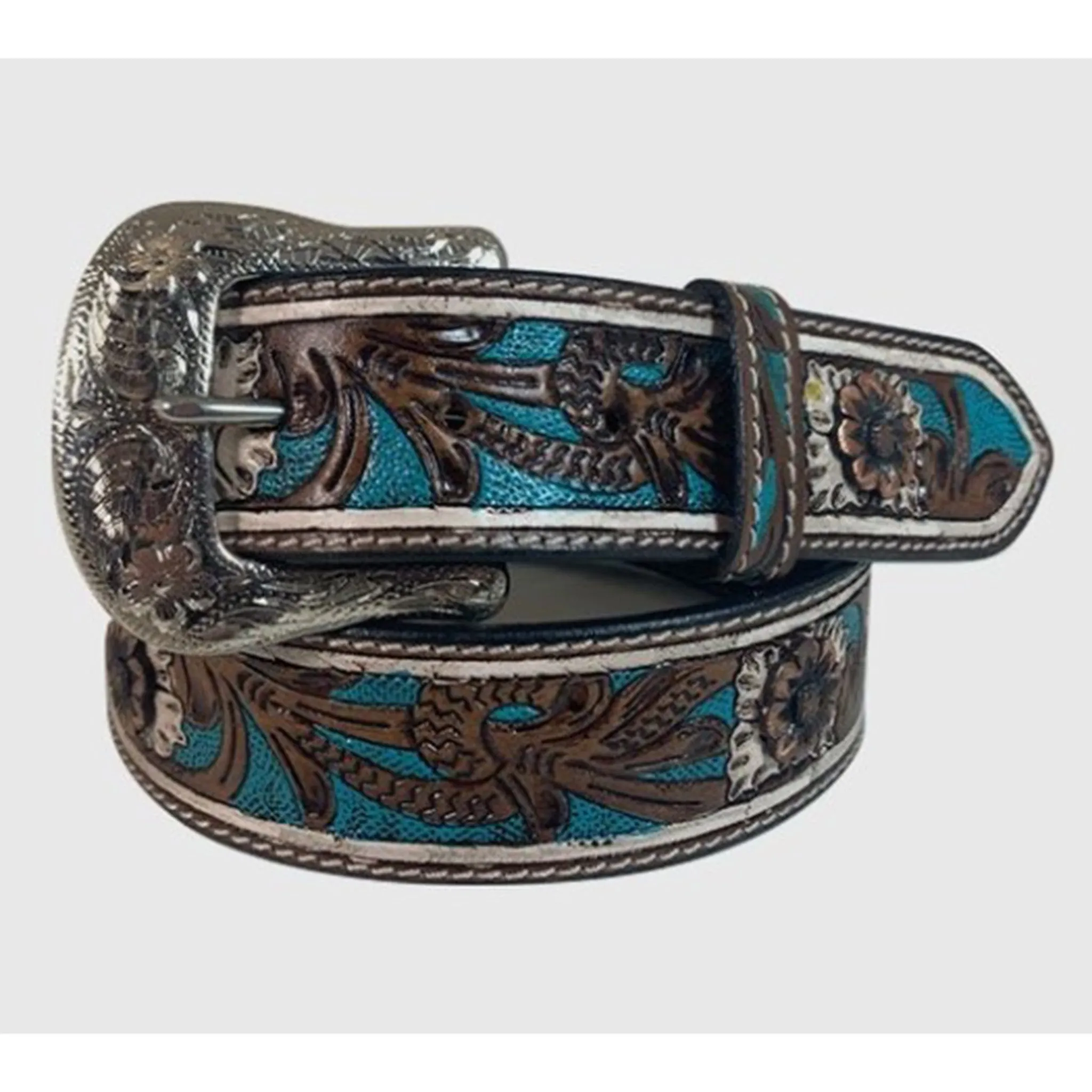 Roper Women's Brown Floral Tooled Belt sold by Western Edge