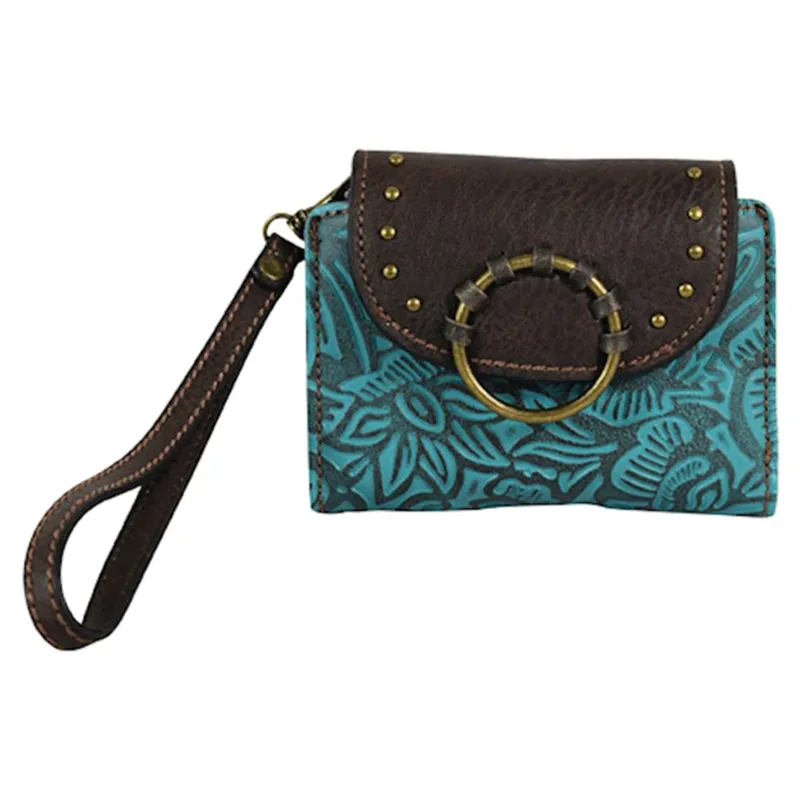 Turquoise Tooled Wallet made by Western Edge