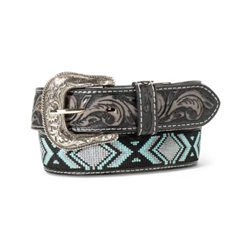 Ariat Men's Black & Turquoise Inlay Belt made by Ariat