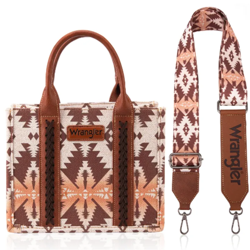 Wrangler Southwest Small Cream/Tan Crossbody Tote sold by Western Edge