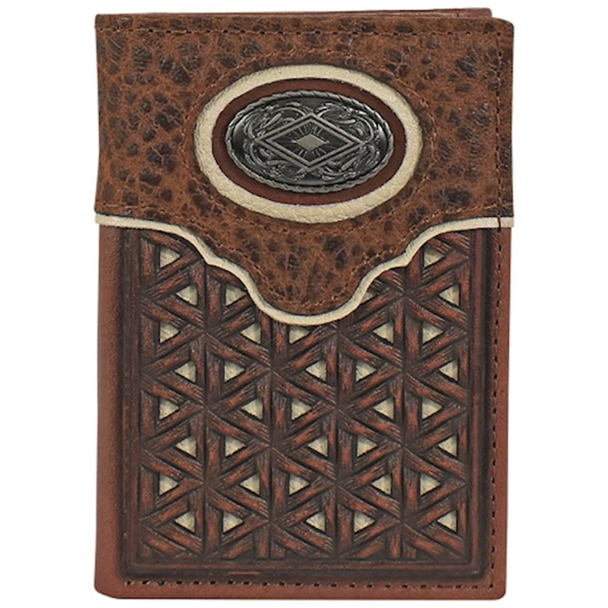 Justin Men's Tooled Trifold Wallet sold by Western Edge
