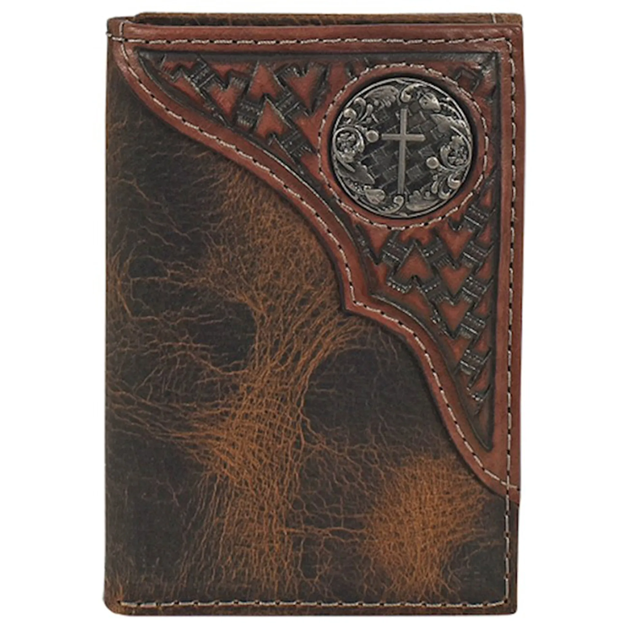 Justin Men's Tooled Trifold Wallet sold by Western Edge