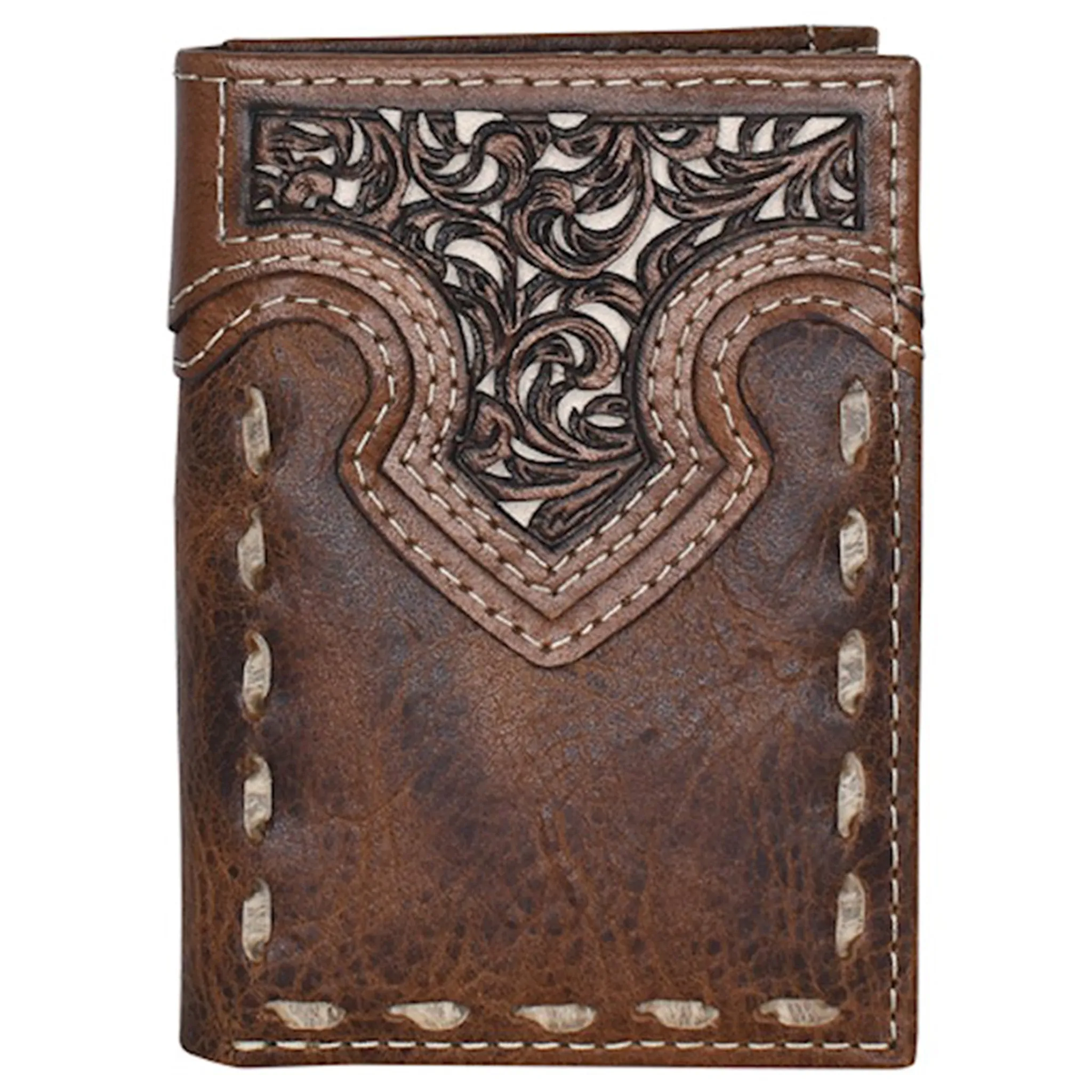 Justin Men's Tooled Trifold Wallet sold by Western Edge