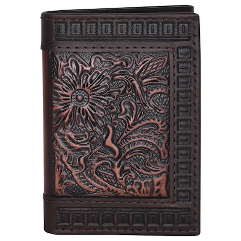 Justin Men's Trifold Tooled Wallet made by Western Edge