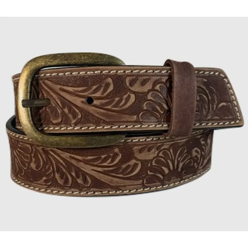 Cowgirls Rock Women's Brown Floral Tooled Belt made by Western Edge