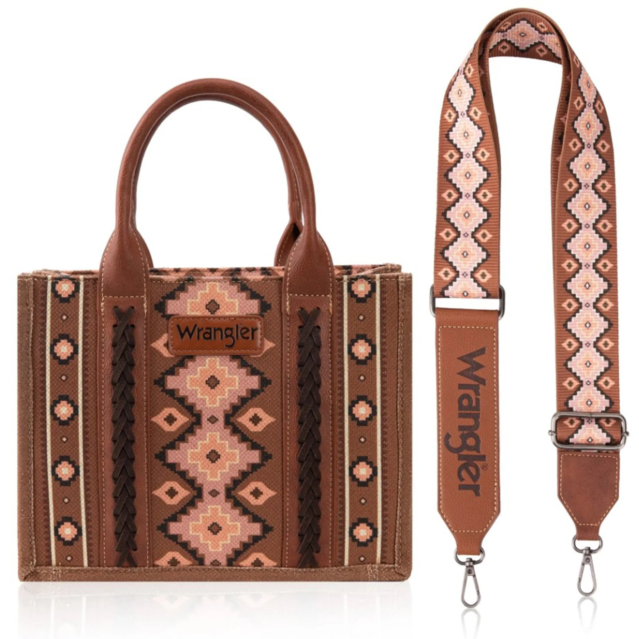 Wrangler Women's Brown Aztec Crossbody Tote sold by Western Edge