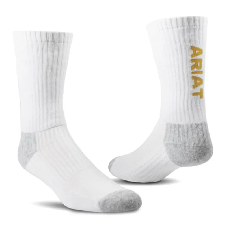 Ariat Men's White 3 Pack Crew Socks sold by Western Edge
