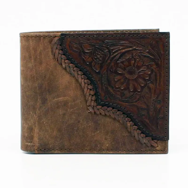 Nocona Men's Bifold Flower Tooled Edge Wallet made by Nocona