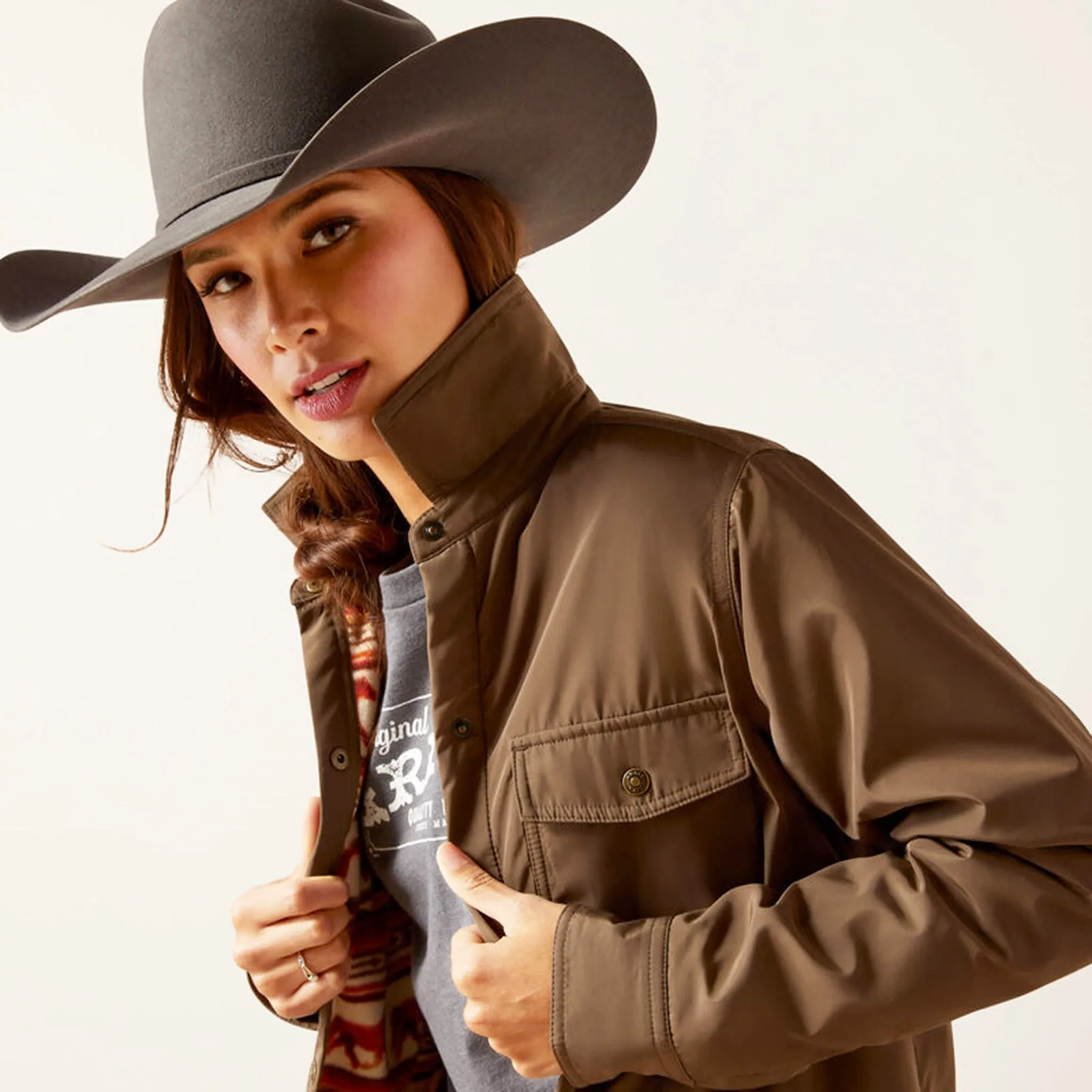 Ariat Women's Brown Fleece Lined Shacket sold by Western Edge product image thumbnail 4