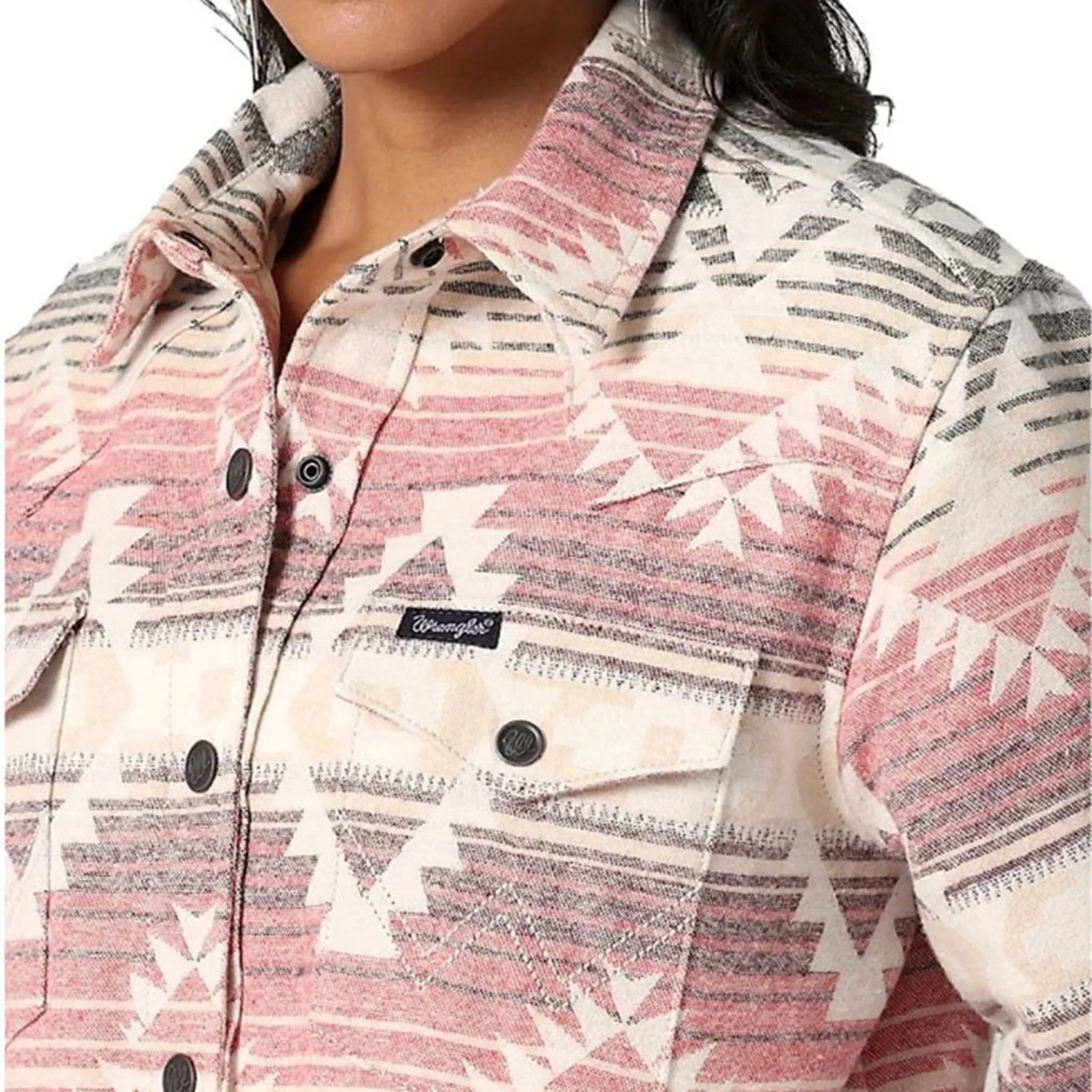 Wrangler Women's Pink & White Aztec Shacket sold by Western Edge product image thumbnail 3