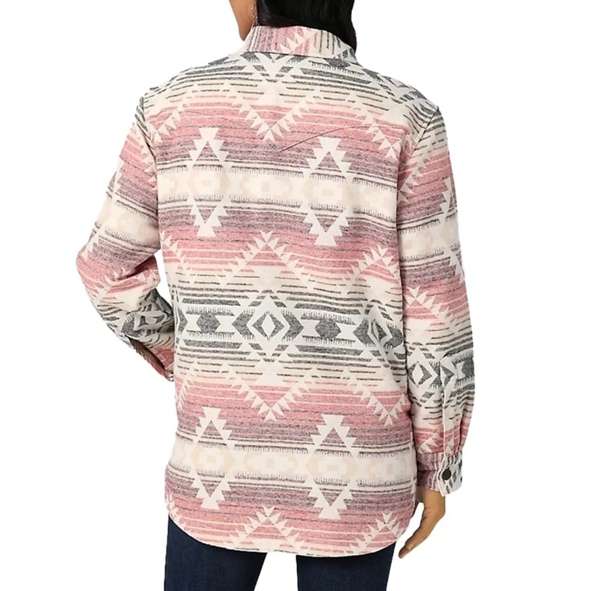 Wrangler Women's Pink & White Aztec Shacket sold by Western Edge product image thumbnail 2