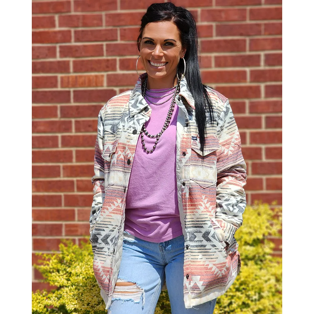 Wrangler Women's Pink & White Aztec Shacket sold by Western Edge product image thumbnail 5